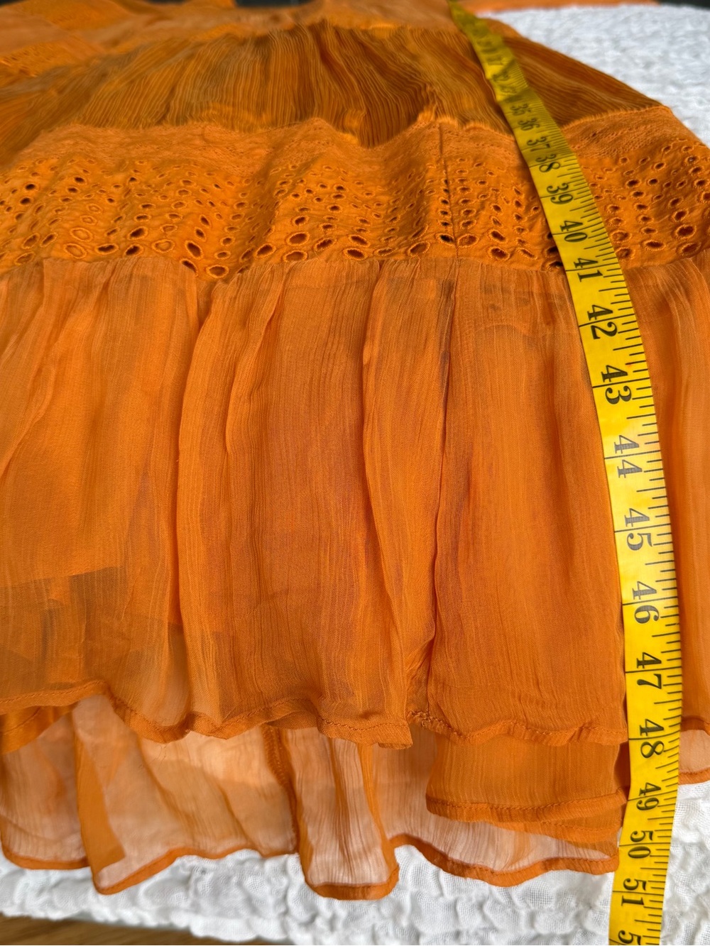 Sundance Adore Moi Maxi Dress Large Orange Rust Eyelet Boho Prairie - Picture 8 of 10